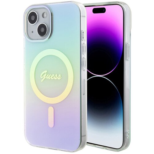 Etui GUESS Hardcase IML Iridescent MagSafe do Apple iPhone 15 Fioletowy
