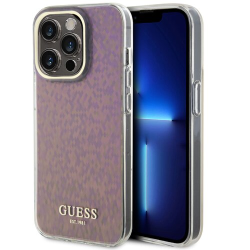 Etui GUESS IML Faceted Mirror Disco Iridescent do Apple iPhone 15 Pro Max Różowy