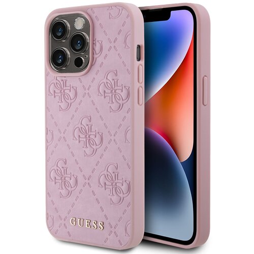 Etui GUESS Leather 4G Stamped do Apple iPhone 15 Pro Max Różowy