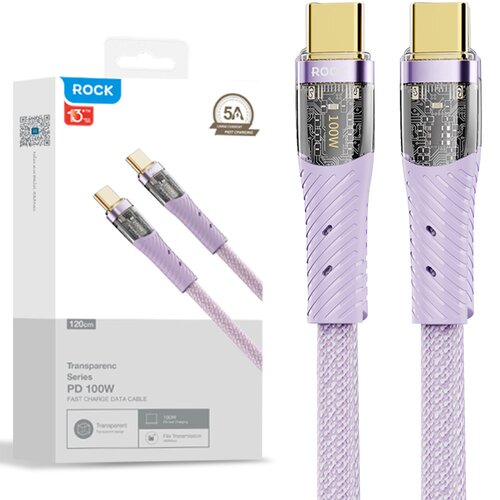 Kabel USB-C - USB-C ROCK Z21 100W 1.2 m Fioletowy