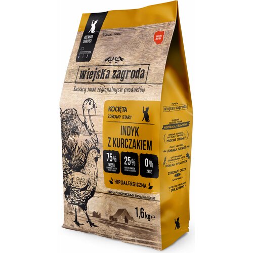Karma dla kota WIEJSKA ZAGRODA Indyk z kurczakiem 1.6 kg