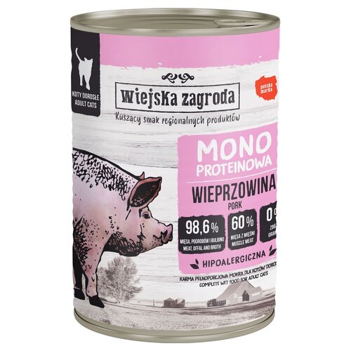 Karma dla kota WIEJSKA ZAGRODA Wieprzowina 400 g