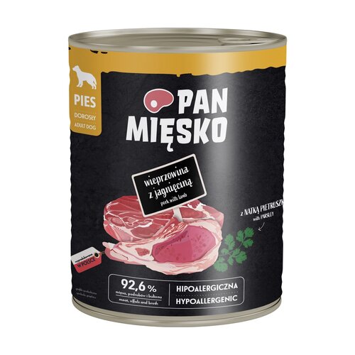 Karma dla psa PAN MIĘSKO Wieprzowina z jagnięciną 800 g