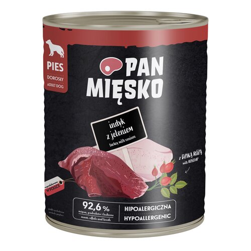 Karma dla psa PAN MIĘSKO Indyk z jeleniem 800 g