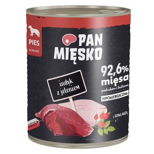 Karma dla psa PAN MIĘSKO Indyk z jeleniem 800 g