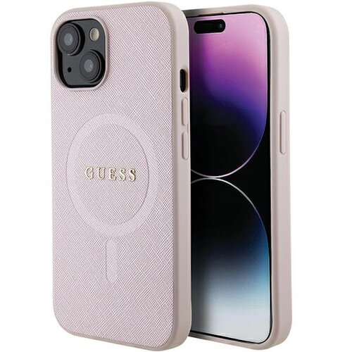 Etui GUESS Saffiano MagSafe do Apple iPhone 14 Plus/15 Plus Różowy