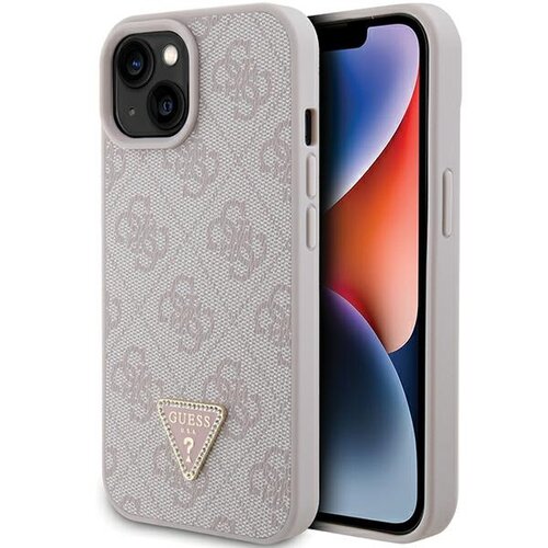 Etui GUESS 4G Triangle Strass do Apple iPhone 15 Różowy