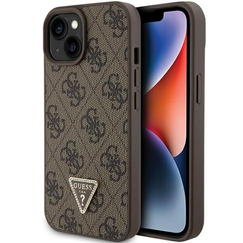 Etui GUESS 4G Triangle Strass do Apple iPhone 15 Brązowy