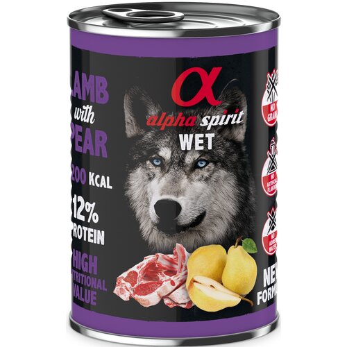 Karma dla psa ALPHA SPIRIT Jagnięcina z gruszką 400 g