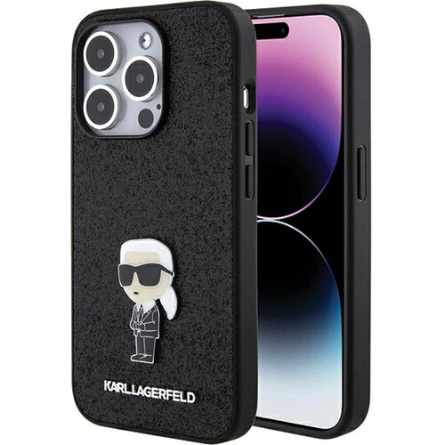 Etui KARL LAGERFELD Fixed Glitter do Apple iPhone 15 Pro Czarny