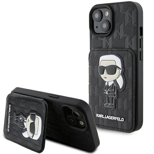 Etui KARL LAGERFELD Saffiano Cardslots do Apple iPhone 15 Czarny