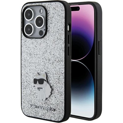Etui KARL LAGERFELD Fixed Glitter do Apple iPhone 15 Pro Max Srebrny