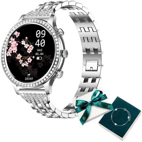 Smartwatch MANTA Diamond Lusso Srebrny + Bransoletka Yes