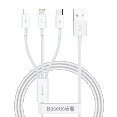 Kabel USB - USB-C/Lightning/Micro USB BASEUS Superior 3w1 1m Biały