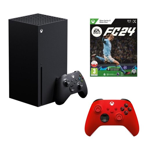 Konsola MICROSOFT Xbox Series X + Gra Xbox EA Sports FC 24 + Kontroler MICROSOFT bezprzewodowy Xbox Pulse Red