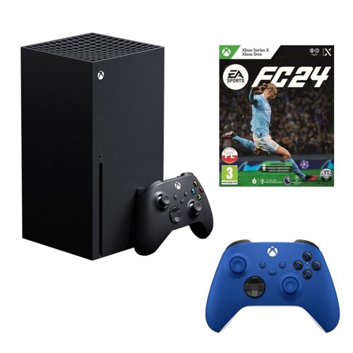 Konsola MICROSOFT Xbox Series X + Gra Xbox EA Sports FC 24 + Kontroler MICROSOFT bezprzewodowy Xbox Shock Blue