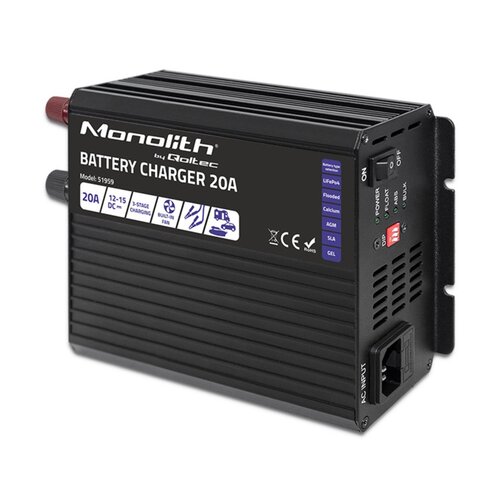 Inteligentna ładowarka QOLTEC Monolith 51959 do akumulatorów LIFEPO4 AGM GEL SLA 20A 12V