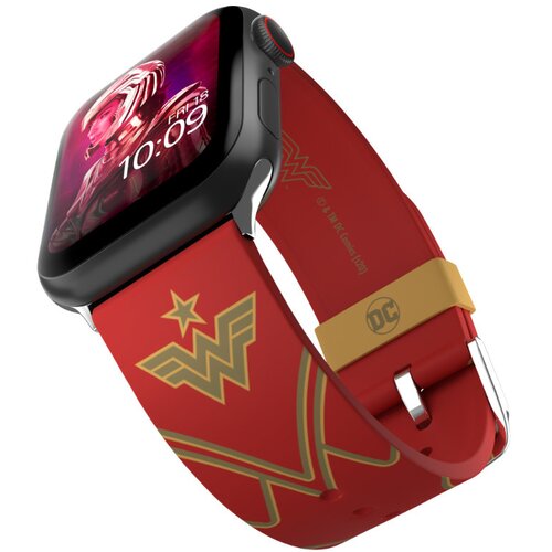 Pasek MOBY FOX DC Comics Wonder Woman 1984: Crimson Armor do Apple Watch 2/3/4/5/6/7/8/9/SE/SE 2022/Ultra/Ultra 2 (38/40/41/42/44/45/49mm) Bordowy