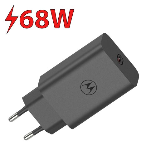 Ładowarka sieciowa MOTOROLA TurboPower GaN PD 68W + Kabel USB-C - USB-C Czarny