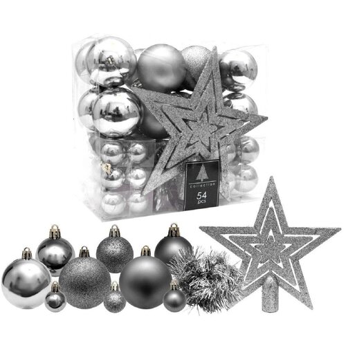 Zestaw dekoracyjny CHRISTMAS DECORATION 791458 (54 elementy) Srebrny