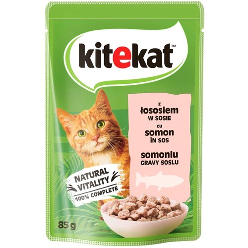 Karma dla kota KITEKAT Pou Łosoś w sosie 85 g