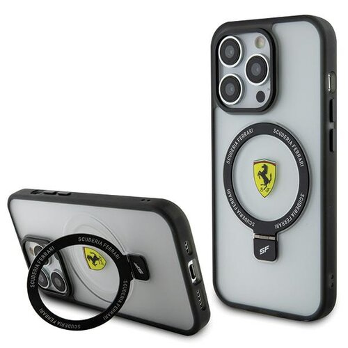 Etui FERRARI Ring Stand 2023 do Apple iPhone 15 Pro Przezroczysty