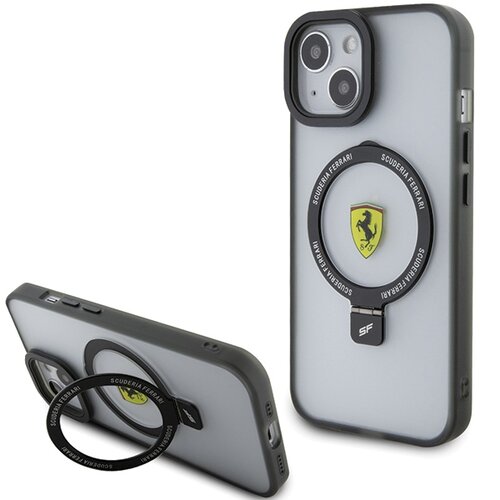 Etui FERRARI Ring Stand do Apple iPhone 15 Czarny