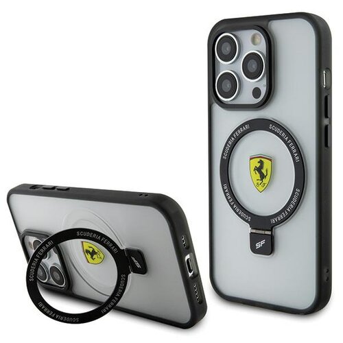 Etui FERRARI Ring Stand do Apple iPhone 15 Pro Max Przezroczysty