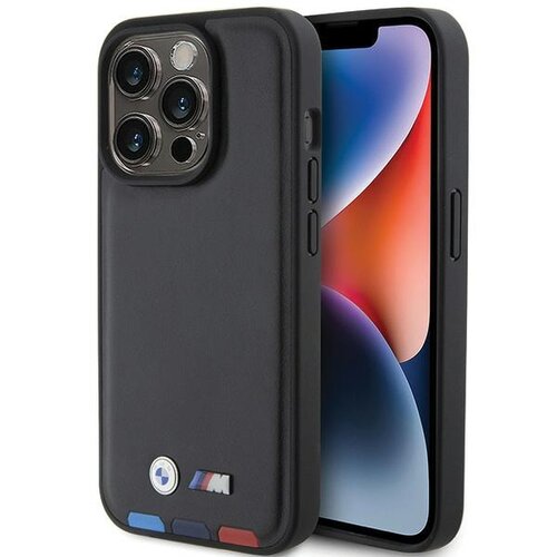 Etui BMW Leather Stamp Tricolor do Apple iPhone 15 Pro Czarny