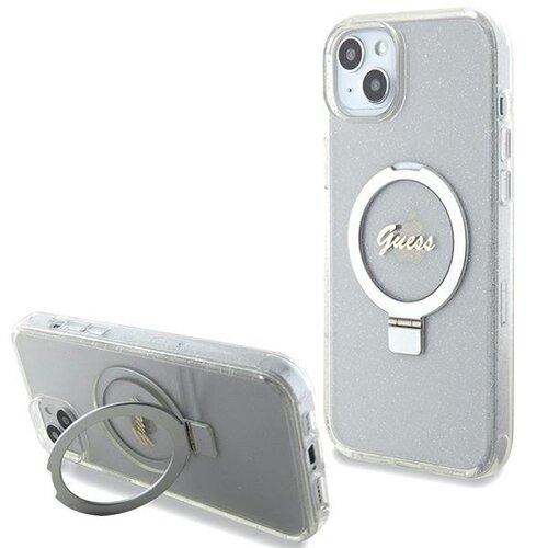 Etui GUESS Ring Stand MagSafe do Apple iPhone 14 Plus/15 Plus Przezroczysty