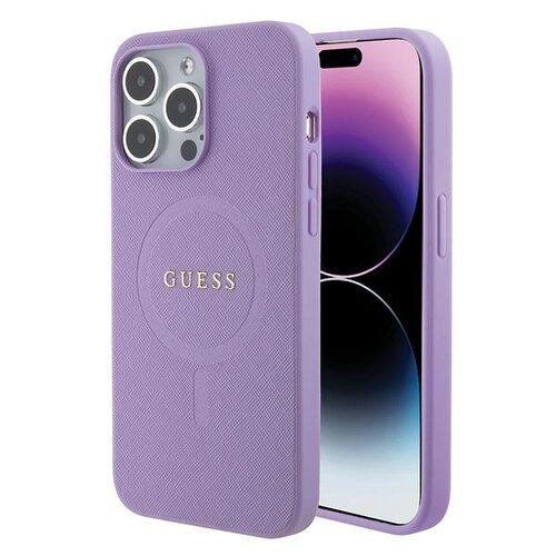 Etui GUESS Saffiano MagSafe do Apple iPhone 15 Pro Fioletowy