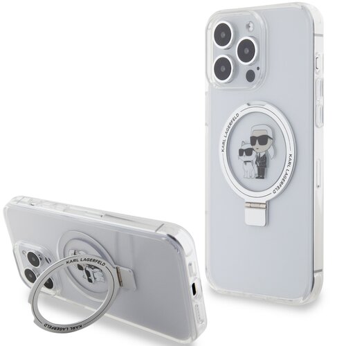 Etui KARL LAGERFELD Ring Stand Karl&Choupettte do Apple iPhone 15 Pro Max Biały