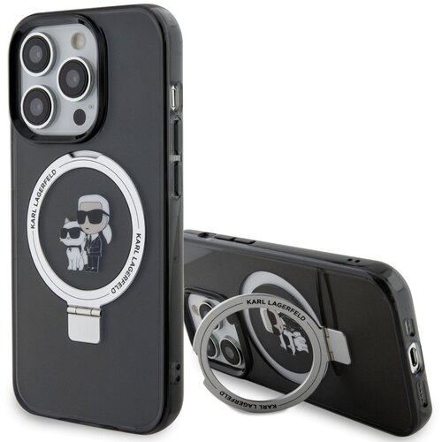 Etui KARL LAGERFELD Ring Stand Karl&Choupettte MagSafe do Apple iPhone 15 Pro Max Czarny