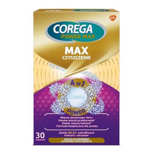 Tabletki do czyszczenia protez COREGA Max Czyszczenie (30 szt.)