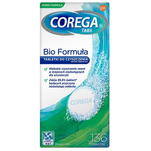 Tabletki do czyszczenia protez COREGA Bio Formuła (136 szt.)