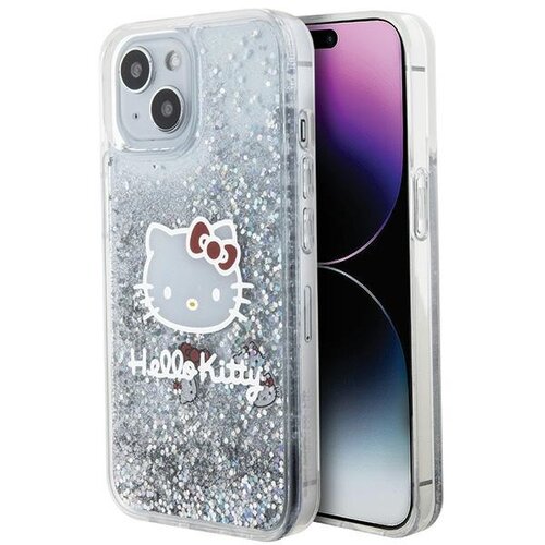 Etui HELLO KITTY Liquid Glitter Charms do Apple iPhone 14 Srebrny