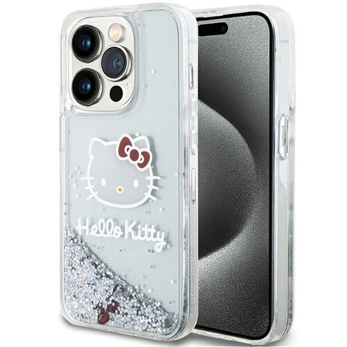 Etui HELLO KITTY Liquid Glitter Charms do Apple iPhone 14 Pro Max Srebrny