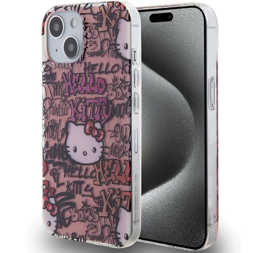 Etui HELLO KITTY IML Tags Graffiti do Apple iPhone 15 Różowy