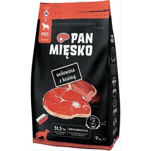 Karma dla psa PAN MIĘSKO Wołowina z koziną 9 kg