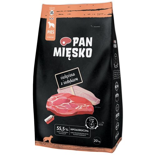 Karma dla psa PAN MIĘSKO Cielęcina z Indykiem XS 20 kg