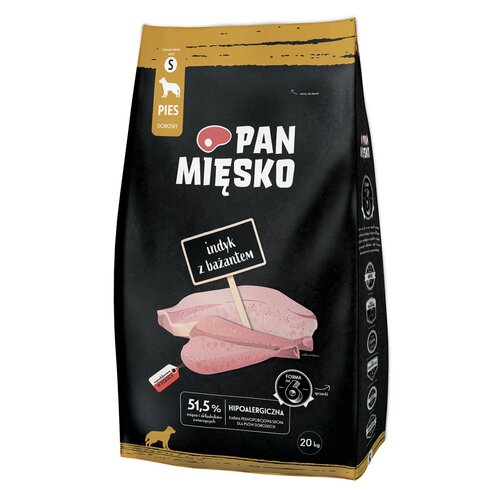 Karma dla psa PAN MIĘSKO Indyk z bażantem S 20 kg