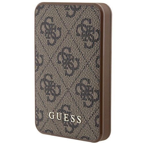 Powerbank indukcyjny GUESS 4G Leather Metal Logo 5000 mAh 15W Brązowy