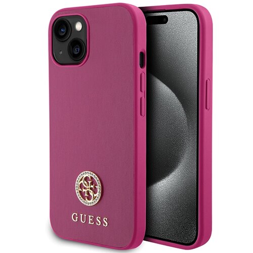 Etui GUESS Strass Metal Logo do Apple iPhone 15 Różowy