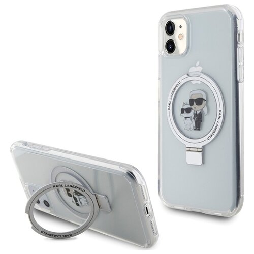 Etui KARL LAGERFELD Ring Stand Karl & Choupettte MagSafe do Apple iPhone 11/Xr Biały