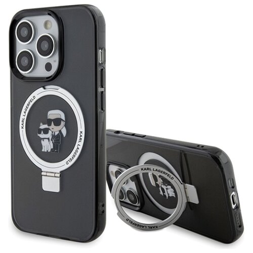 Etui KARL LAGERFELD Ring Stand Karl & Choupettte MagSafe do Apple iPhone 13 Pro Czarny