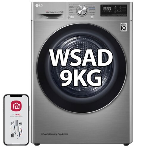Suszarka LG RC90V9PV2N Z pompą ciepła A+++ 9kg Steam Srebrna