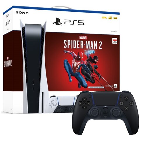 Konsola SONY PlayStation 5 z napędem Blu-ray 4K UHD + Gra Marvel’s Spider-Man 2 + Kontroler SONY DualSense Czarny