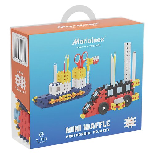 Klocki elastyczne MARIOINEX Mini Waffle Przyborniki pojazdy 905760