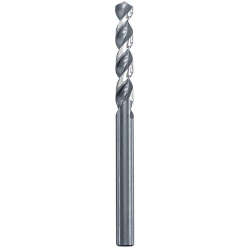Na zdjęciu znajduje się metalowe wiertło o spiralnym kształcie, wykonane z połyskującego materiału. Produkt jest przedstawiony na białym tle, bez widocznych napisów ani logo.