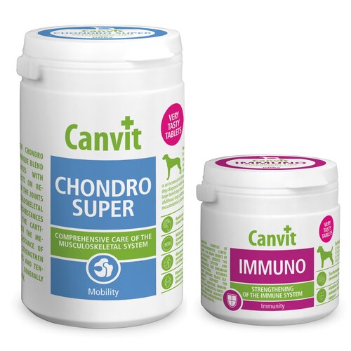 Suplement dla psa CANVIT Chondro Super 230 g + Immuno 100 g